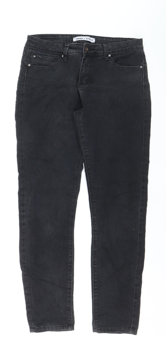 Paper + Stitch Women Black Skinny Jeans Size 30R Mid Rise Stretch Denim