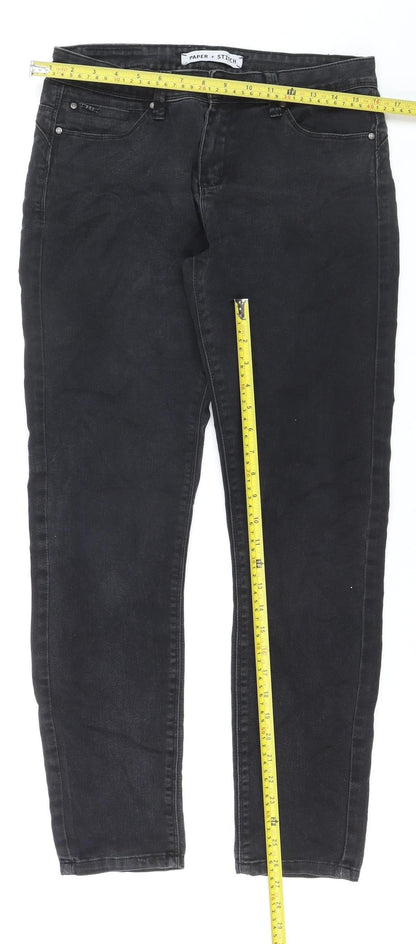 Paper + Stitch Women Black Skinny Jeans Size 30R Mid Rise Stretch Denim