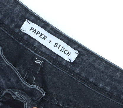 Paper + Stitch Women Black Skinny Jeans Size 30R Mid Rise Stretch Denim