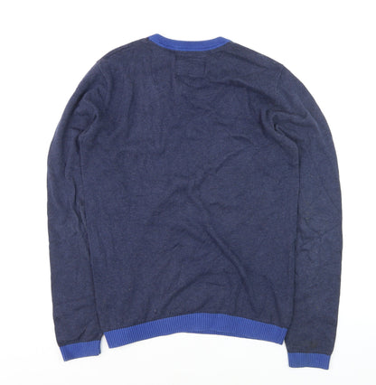 Diesel Men's Blue Cotton Crew Neck Pullover Jumper Size S