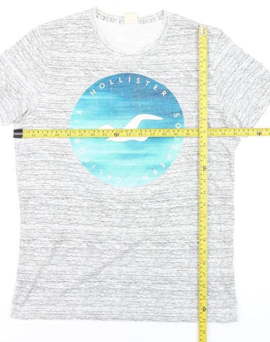 Hollister Men’s Grey Graphic Print Crew Neck T-Shirt Size S