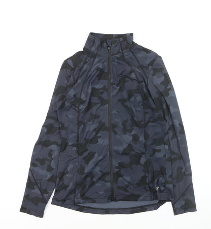 Dunnes Stores Women's Black Camo Full Zip Track Jacket Size 8
