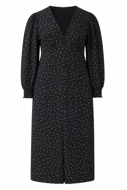 Dunnes Women Black XL V-Neck Long Sleeve Shift Dress