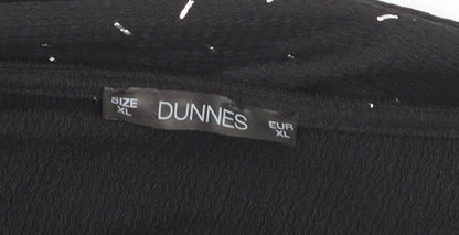 Dunnes Women Black XL V-Neck Long Sleeve Shift Dress