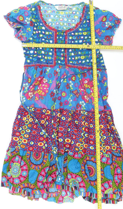 Biba Women’s Multicoloured Cotton Bohemian Knee Length Dress Size 6
