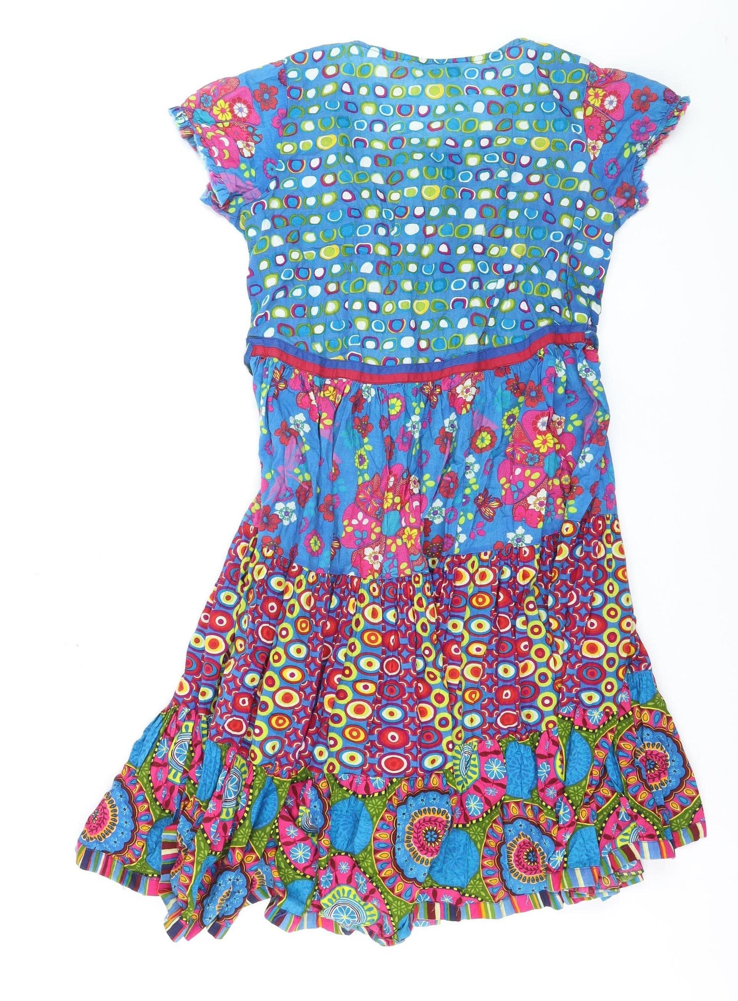 Biba Women’s Multicoloured Cotton Bohemian Knee Length Dress Size 6
