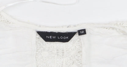 New Look Women’s White Lace Kimono Blouse Size 12 Bohemian