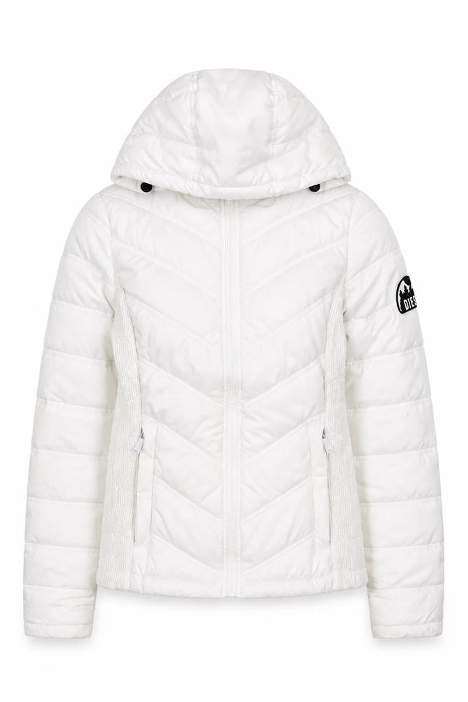Diesel Women's White XS Hooded Quilted Puffer Jacket