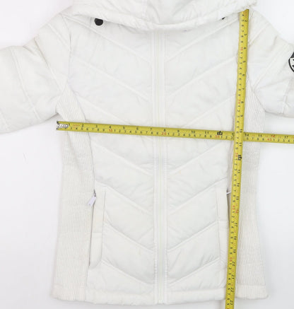 Diesel Women's White XS Hooded Quilted Puffer Jacket