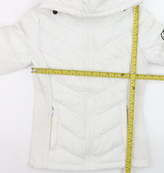 Diesel Women's White XS Hooded Quilted Puffer Jacket