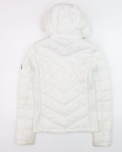 Diesel Women's White XS Hooded Quilted Puffer Jacket