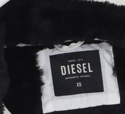 Diesel Women's White XS Hooded Quilted Puffer Jacket