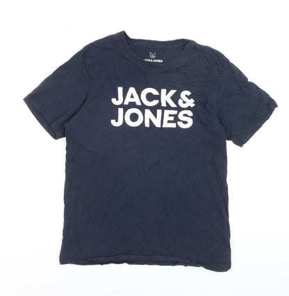 Jack & Jones Boys Blue Logo T-Shirt 14 Years Short Sleeve Cotton Top