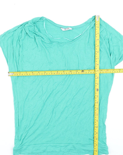 Pull & Bear Women's Green Basic Cotton T-Shirt Size S
