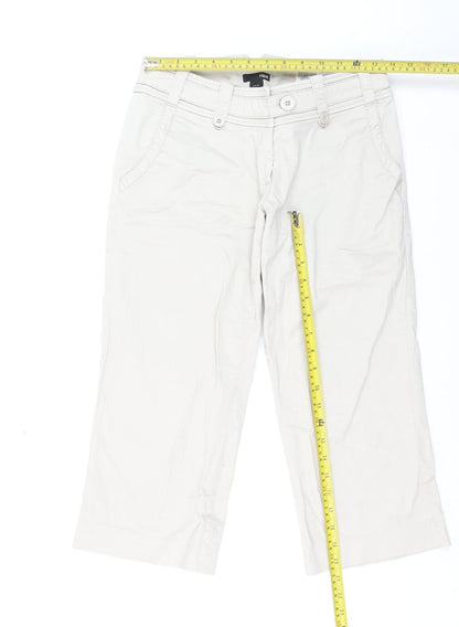 H&M Women's Beige Capri Jeans Size 8 Regular Fit Cotton Blend