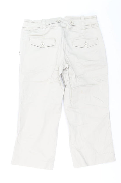 H&M Women's Beige Capri Jeans Size 8 Regular Fit Cotton Blend