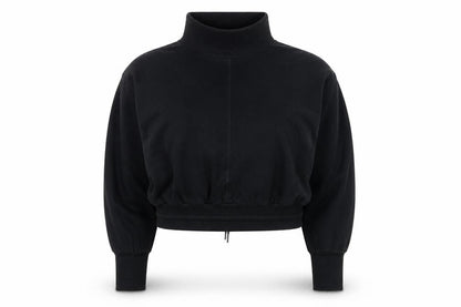Sweaty Betty Womens Black Roll Neck Drawstring Hem Jumper Medium
