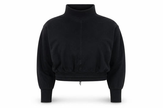 Sweaty Betty Womens Black Roll Neck Drawstring Hem Jumper Medium