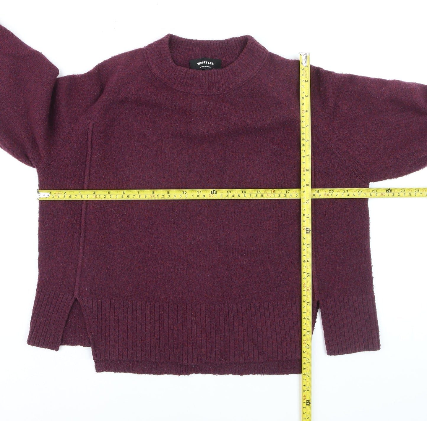 Whistles Women Purple Wool Blend Crew Neck Relaxed Fit Jumper Size S