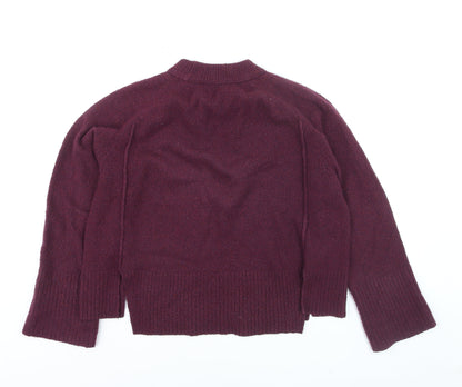 Whistles Women Purple Wool Blend Crew Neck Relaxed Fit Jumper Size S