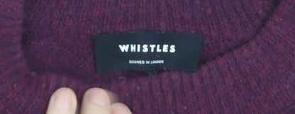 Whistles Women Purple Wool Blend Crew Neck Relaxed Fit Jumper Size S