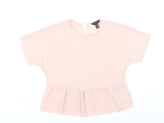 New Look Women Pink Peplum Blouse UK 12 Woven Lightweight Top