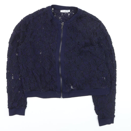 Gallery Women's Navy Blue Lace Full Zip Cardigan L