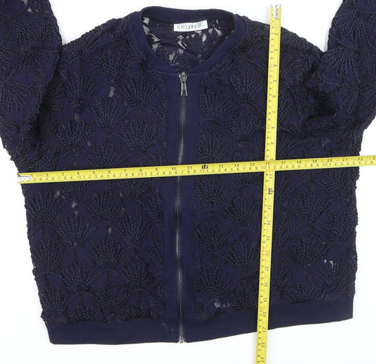 Gallery Women's Navy Blue Lace Full Zip Cardigan L