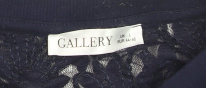 Gallery Women's Navy Blue Lace Full Zip Cardigan L
