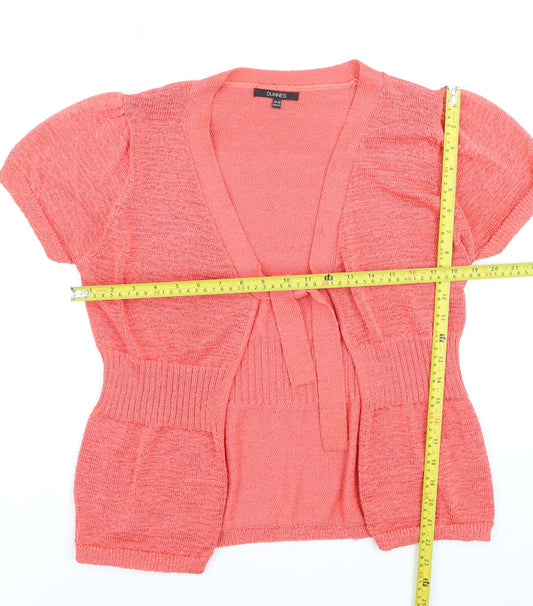 Dunnes Women Pink Short Sleeve Tie Front Wrap Knit Blouse Size 14