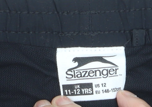 Slazenger Boys Black 11-12 Years Athletic Shorts Elastic Waist Lightweight