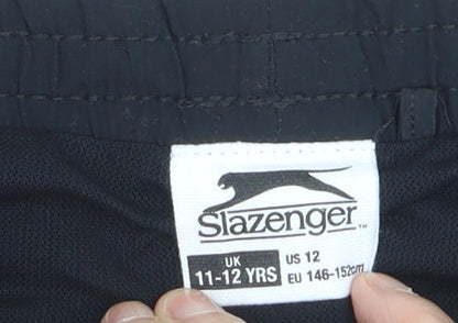 Slazenger Boys Black 11-12 Years Athletic Shorts Elastic Waist Lightweight