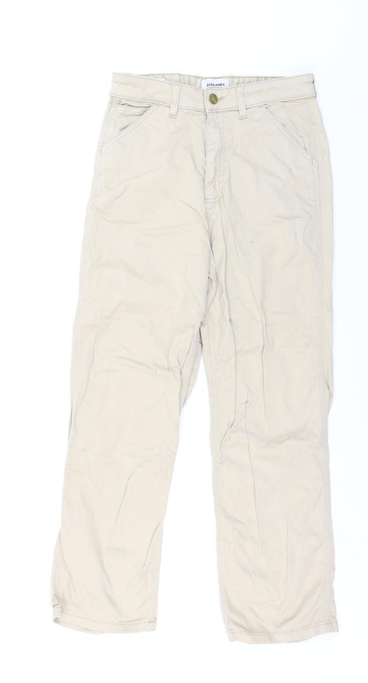 Jack & Jones Men's Beige Wide-Leg Jeans Size S 28W 30L