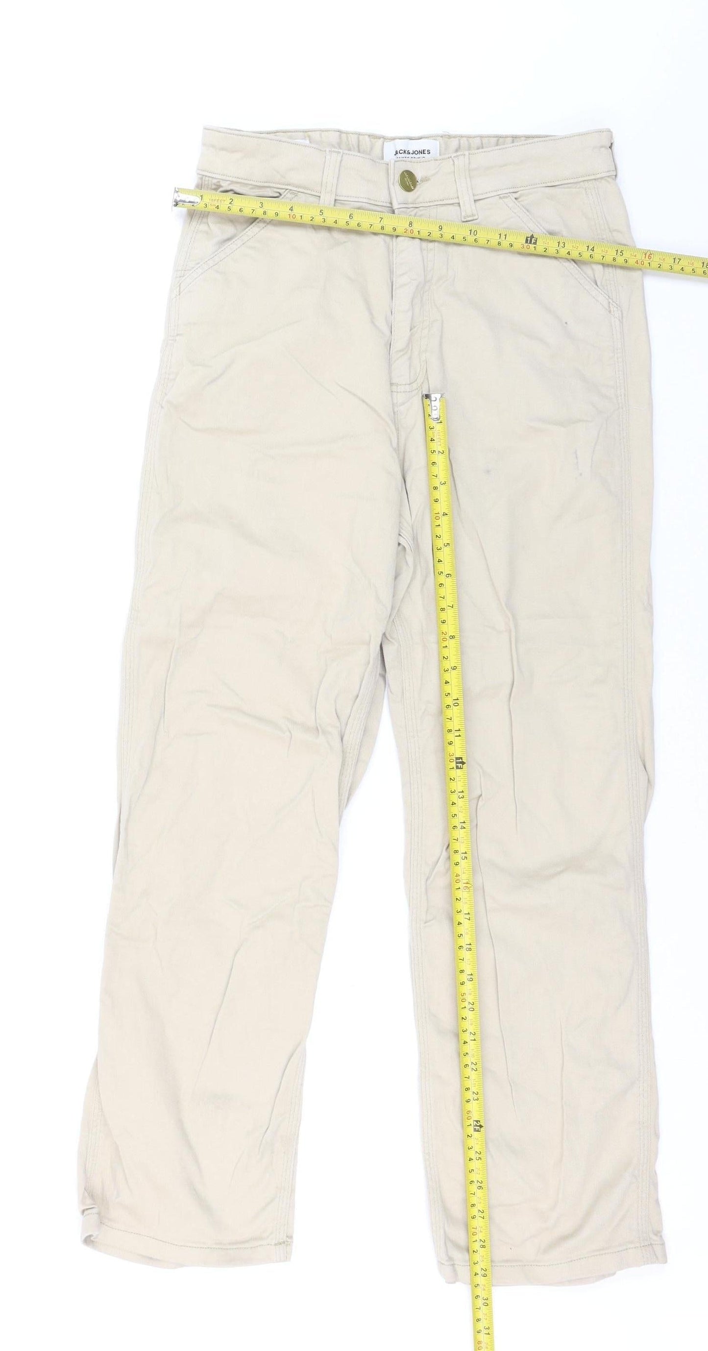 Jack & Jones Men's Beige Wide-Leg Jeans Size S 28W 30L
