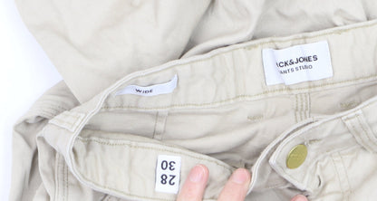 Jack & Jones Men's Beige Wide-Leg Jeans Size S 28W 30L