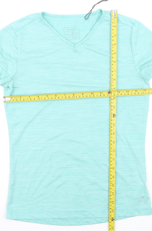 Energetics Womens Blue V-Neck Short Sleeve Activewear T-Shirt Size S