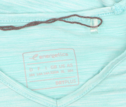 Energetics Womens Blue V-Neck Short Sleeve Activewear T-Shirt Size S