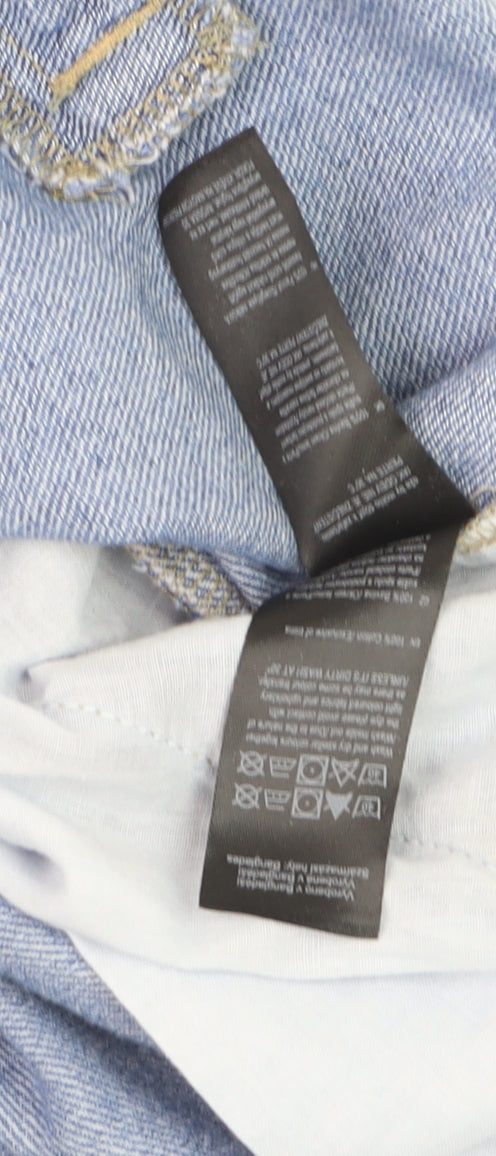 F&F Women's Blue Wide-Leg Denim Jeans Size 16 with Elastic Waist