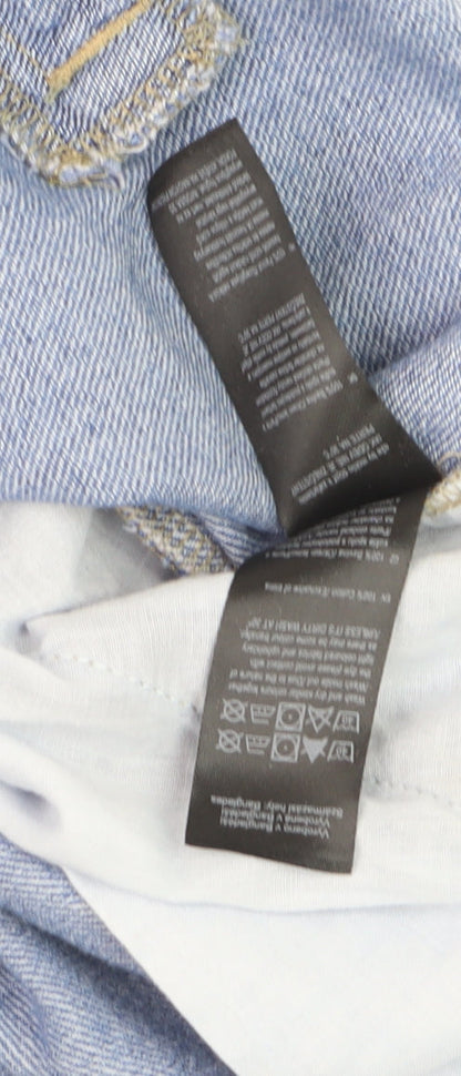 F&F Women's Blue Wide-Leg Denim Jeans Size 16 with Elastic Waist