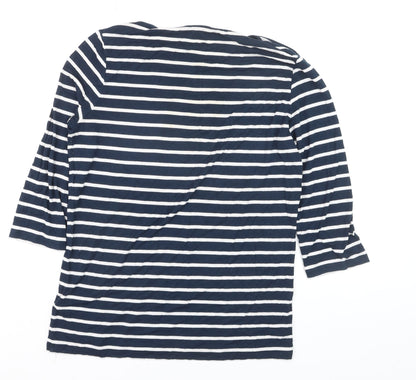 Tommy Hilfiger Womens Blue Striped 3/4 Sleeve Cotton T-Shirt XL