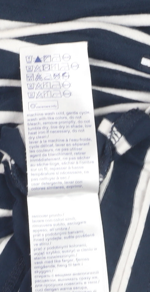 Tommy Hilfiger Womens Blue Striped 3/4 Sleeve Cotton T-Shirt XL