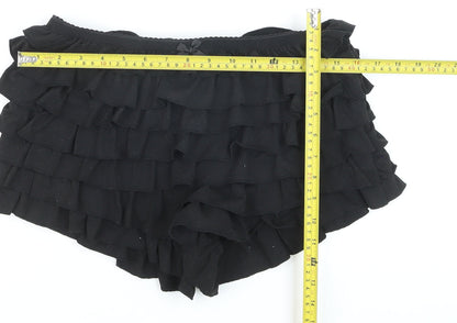 Romwe Women Black Ruffle Shorts Size M Layered Skirt Look