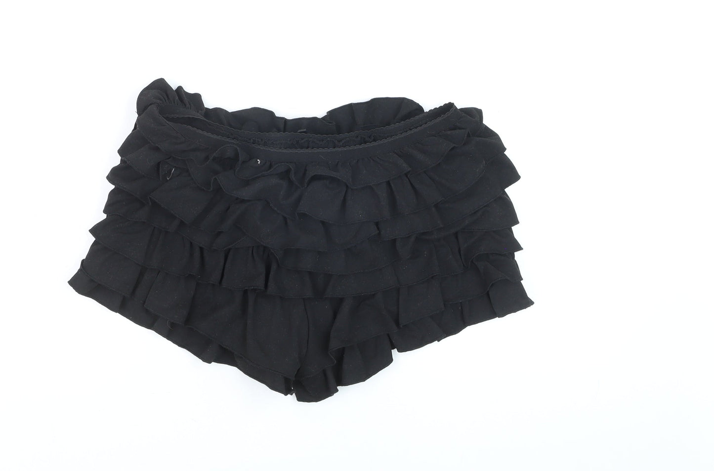 Romwe Women Black Ruffle Shorts Size M Layered Skirt Look