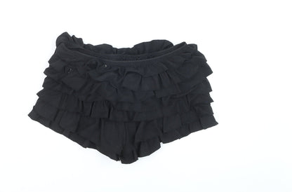 Romwe Women Black Ruffle Shorts Size M Layered Skirt Look