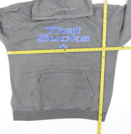 Hoxton Chic Men's Grey Pullover Hoodie M Funny Graphic Fleece