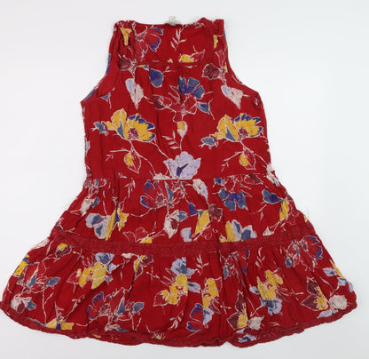 Next Women Red Floral A-Line Sleeveless Summer Dress Size 16