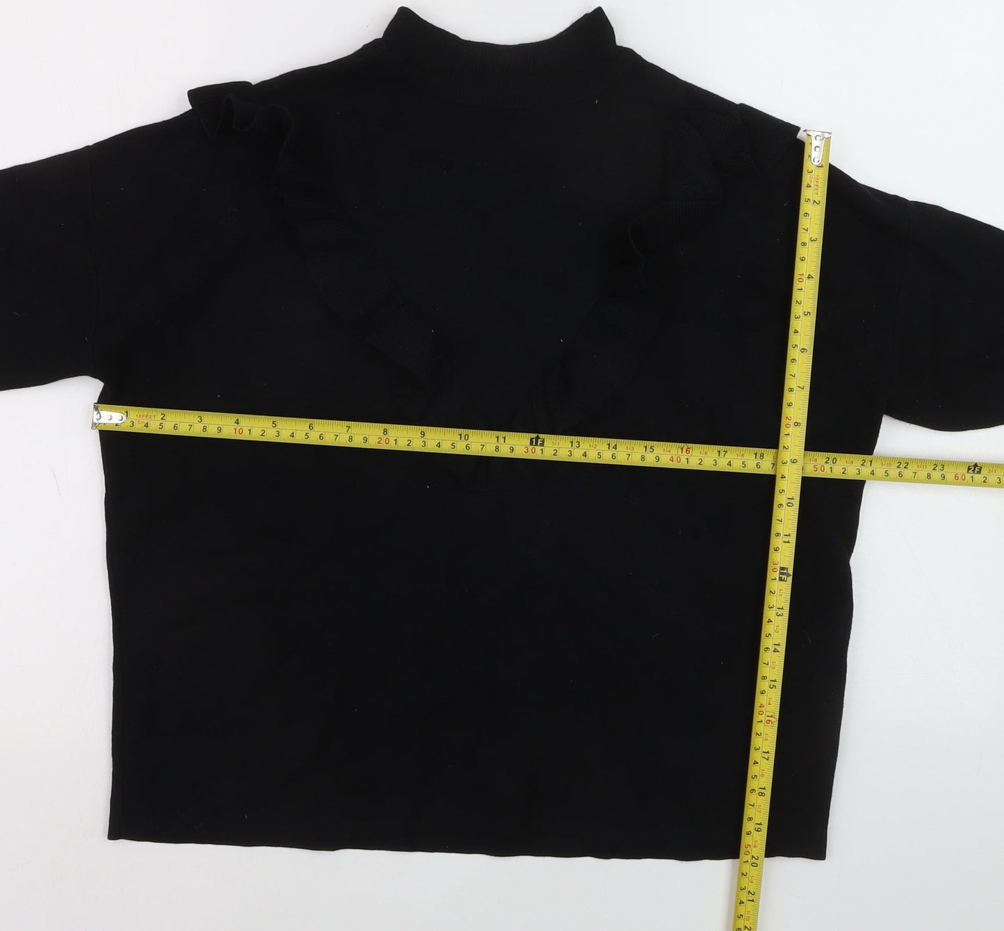 New Look Women’s Black Mock Neck Ruffle Knit Jumper Size 12
