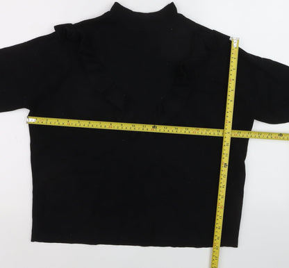 New Look Women’s Black Mock Neck Ruffle Knit Jumper Size 12