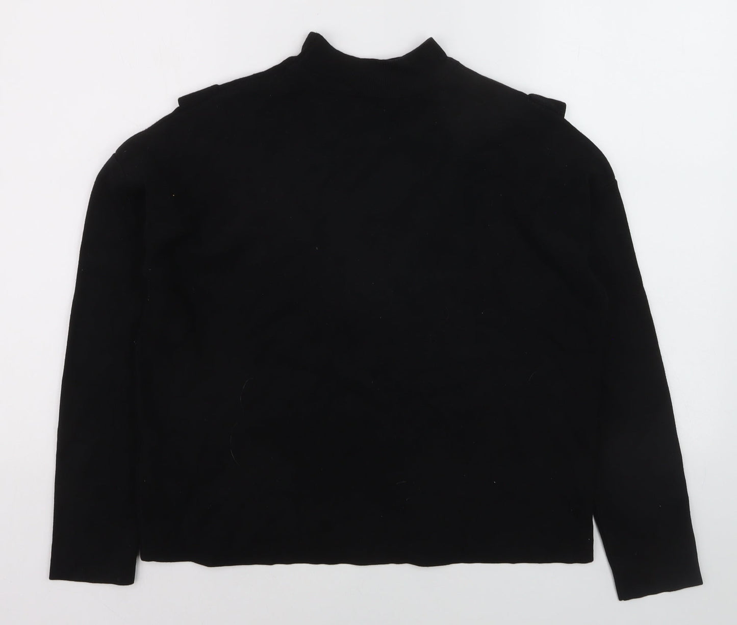 New Look Women’s Black Mock Neck Ruffle Knit Jumper Size 12