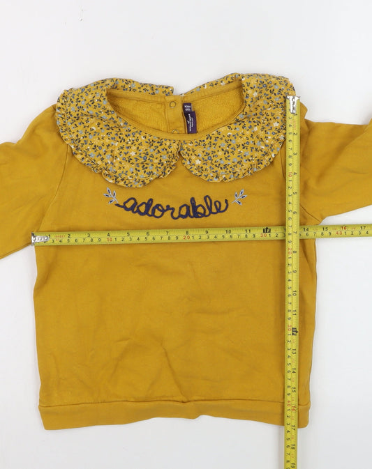 Sergent Major Girls Yellow Floral Collar Long Sleeve Top Size 7 Years